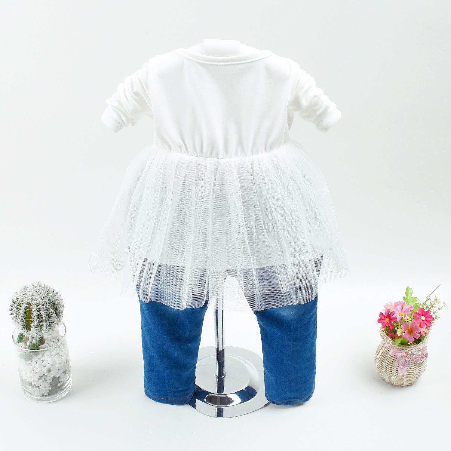 Peacolate Printemps automne bébé filles ensemble de vêtements 3 pièces T-Shirt à manches longues en cuir Falbala veste et jean