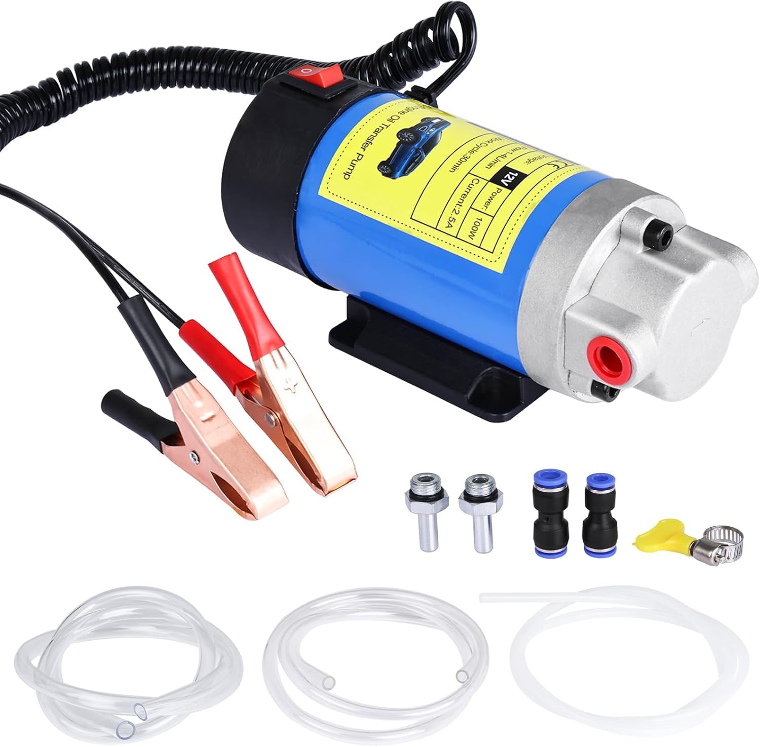 Bomba extractora de aceite DC 12V 100W Bomba de transferencia de combustible (no gasolina) y Aceite para Auto, Moto, Quad, furgon. Bomba de Aceite Diesel de Bajo Ruido para cambios de aceite