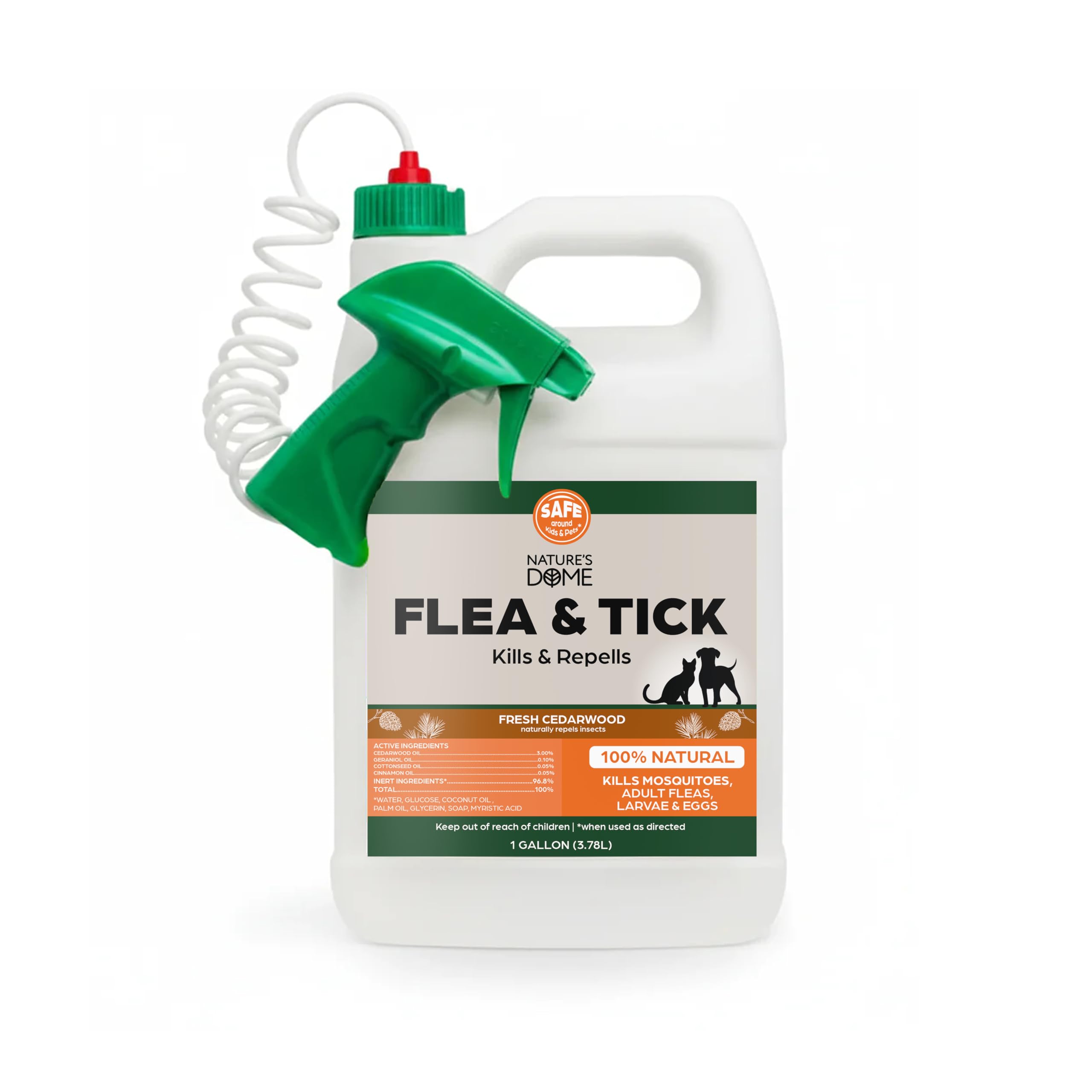 Cedarwood Oil for Pest Control - Nature's Dome Cedarwood Flea and Tick Spray 128 Oz | 1 Gallon Refill for Lawn, Patio, Carpets &amp; Pet Areas | Kills &amp; Repels Fleas, Ticks and Mosquitos | Plant-Based