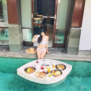 Extra Large Luxury Floating Tray for Pool - Floating Pool Tray - Stylish Breakfast Tray on The Water - Floating Bar for Pool Brown