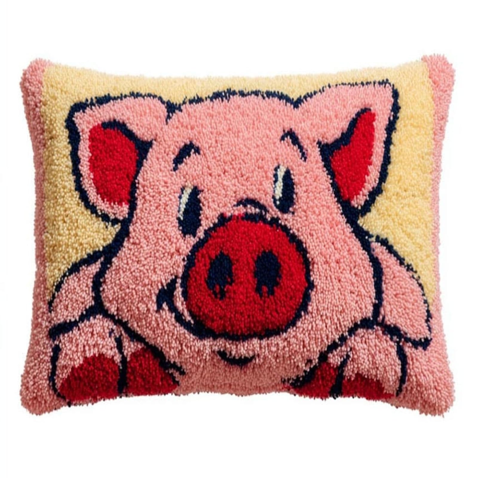 AxiangziK Latch Hook Pillow Kits for Beginners,Cartoon Pig 43x43cm DIY Crochet Cushion Creative Craft,Ideal for Home Decor and Fun Crafting