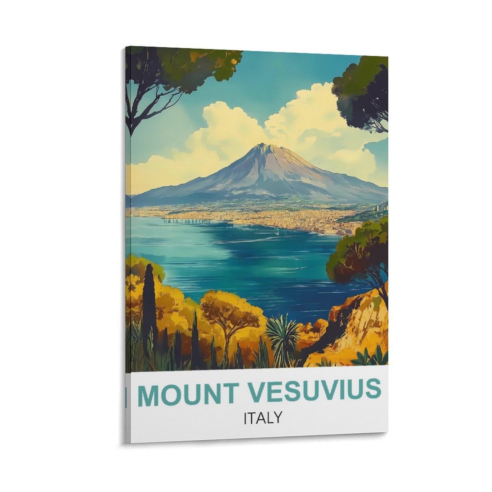 YNIEILUU Poster de voyage vintage du Vésuve en Italie 40 x 60 cm