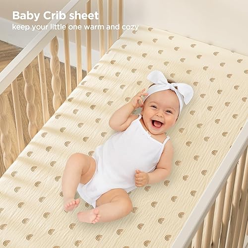Miniatura 3 de UBBCARE Sábanas de muselina para cuna, para niños y niñas, 28 x 52 pulgadas, de algodón, para colchones estándar de cuna y niños pequeños, sábanas