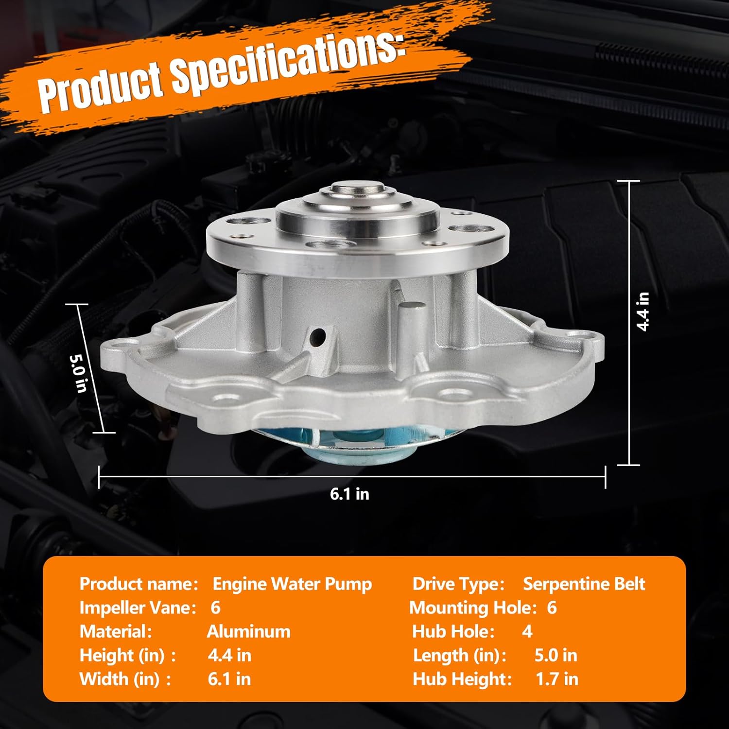 BHB Water Pump Kit With Gasket Compatible With Buick Enclave Cadillac SRX CTS Chevy Traverse Equinox Camaro GMC Acadia Pontiac SAAB Saturn Suzuki V6 Engine Replacement For AW5103 130-5130 252-962
