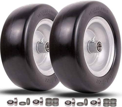 Neumáticos para cortacésped de 11 x 4.00-5 sin planos, neumáticos lisos y ruedas con rodamientos de precisión de 34 pulgadas o 58 pulgadas y 12