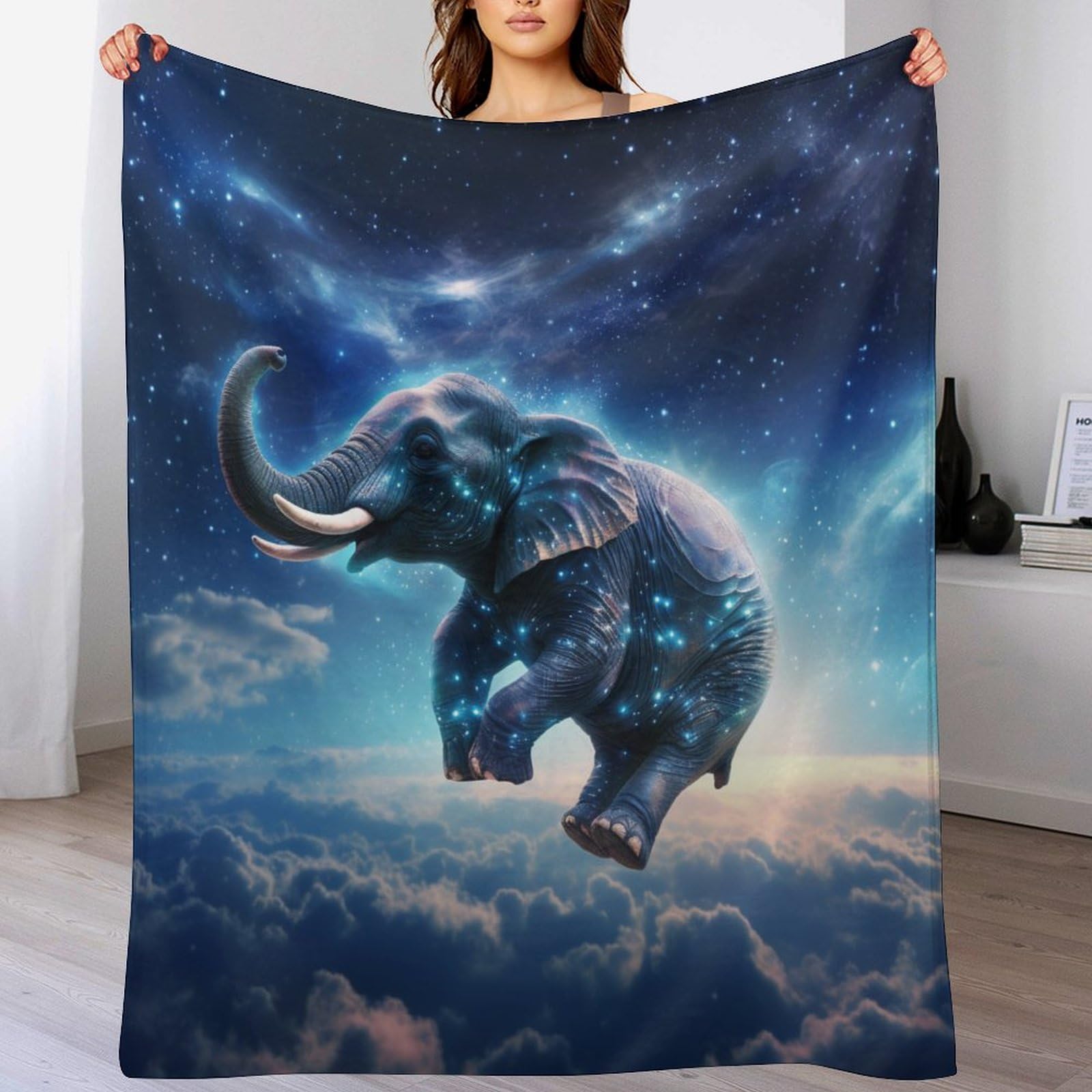 Couverture polaire éléphant souple et thermorégulatrice pour lit et canapé-lit