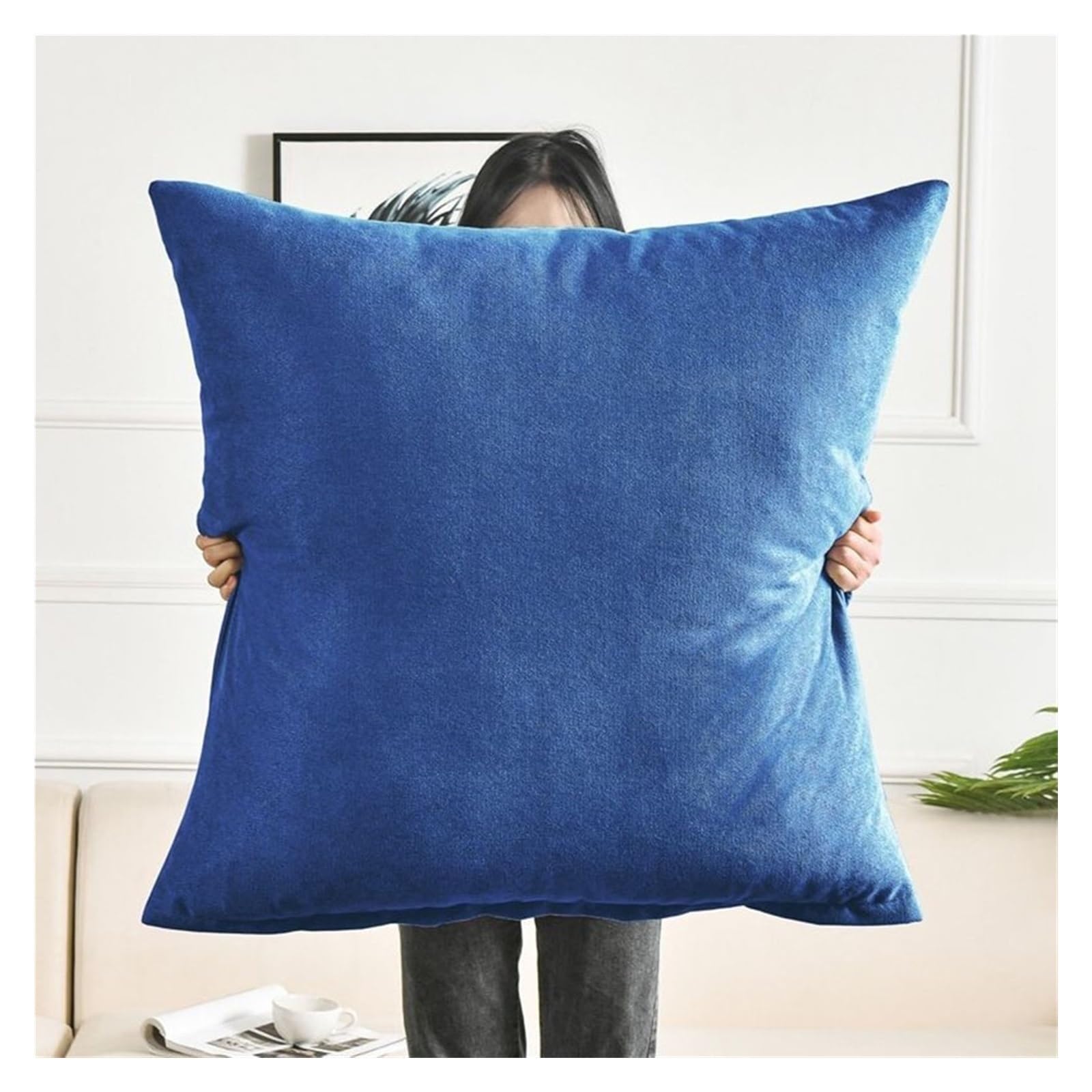 Iliemao Navy Blue Super King Size Pillow Cases, Square Extra Large Cushion Covers 50X50,60X60,70X70,80X80 Cm Soft Pillow Cover With Invisible Zipper Decorative Pillowcases For Pillows Sofa Couch(,60X60 Cm