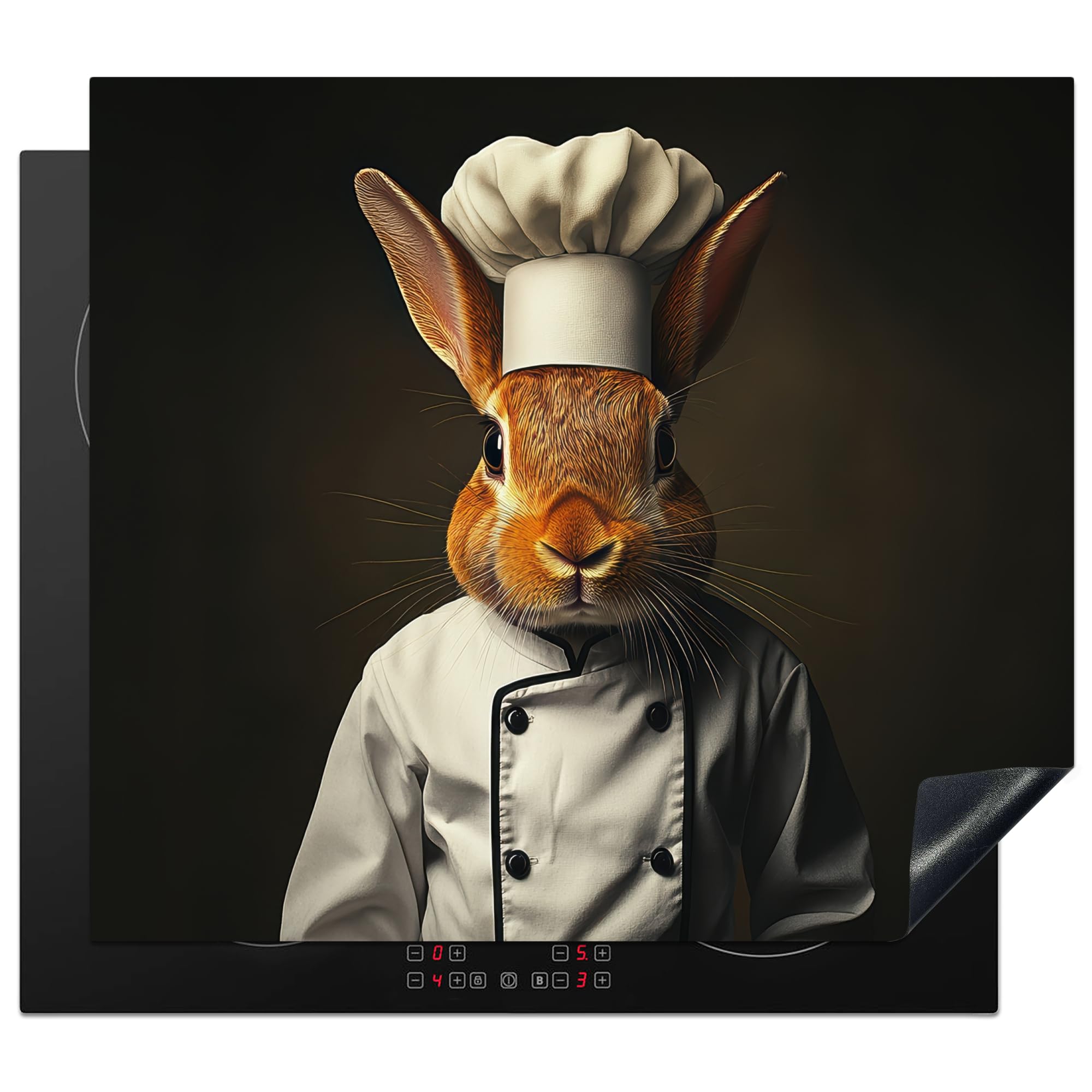 Protection Plaque Induction 60x52 cm KitchenYeah Cache Protège De Cuisson Lapin Cuisinier
