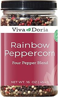 Viva Doria Rainbow Blend Peppercorn, Steam Sterilized Whole Black Pepper, Whole Green Pepper, Whole Pink Pepper, Whole Whi...