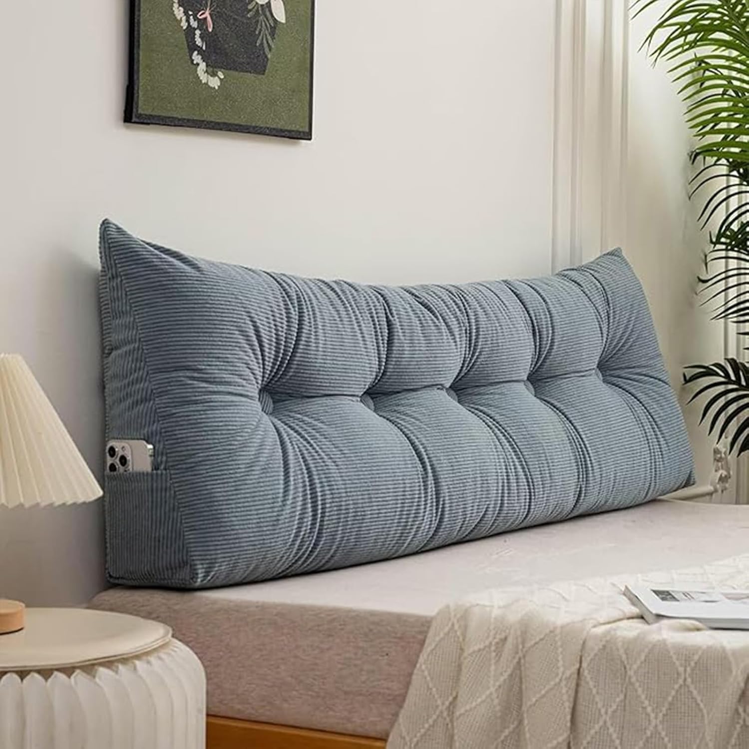 Coussin de lecture triangulaire XL oreiller tête de lit et support lombaire ergonomique