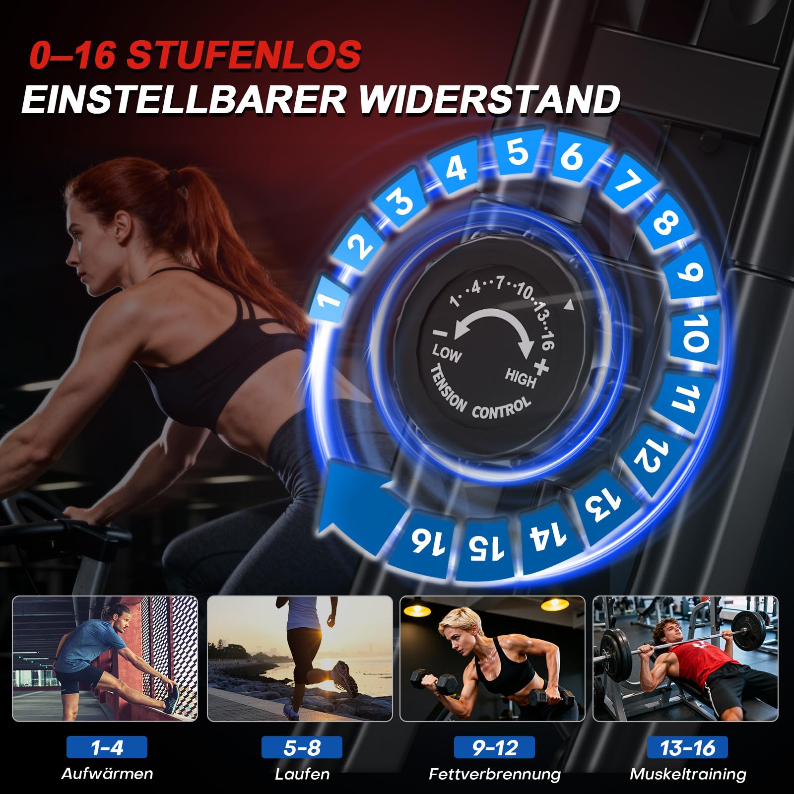 Heimtrainer Fahrrad mit App, Neu Hometrainer Fahrrad mit stabilem Doppeldreieckrahmen, Klappbar Ergometer Heimtrainer mit 10dB extra Leise, Indoor Bike für Kardio-Training zu Hause, Bis 160KG