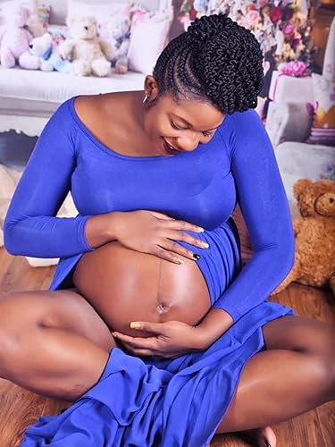 Miniatura 7 de YnimioAOX Vestido de maternidad para mujer con hombros descubiertos de manga larga para fotografía, vestido de gasa para maternidad para sesión de