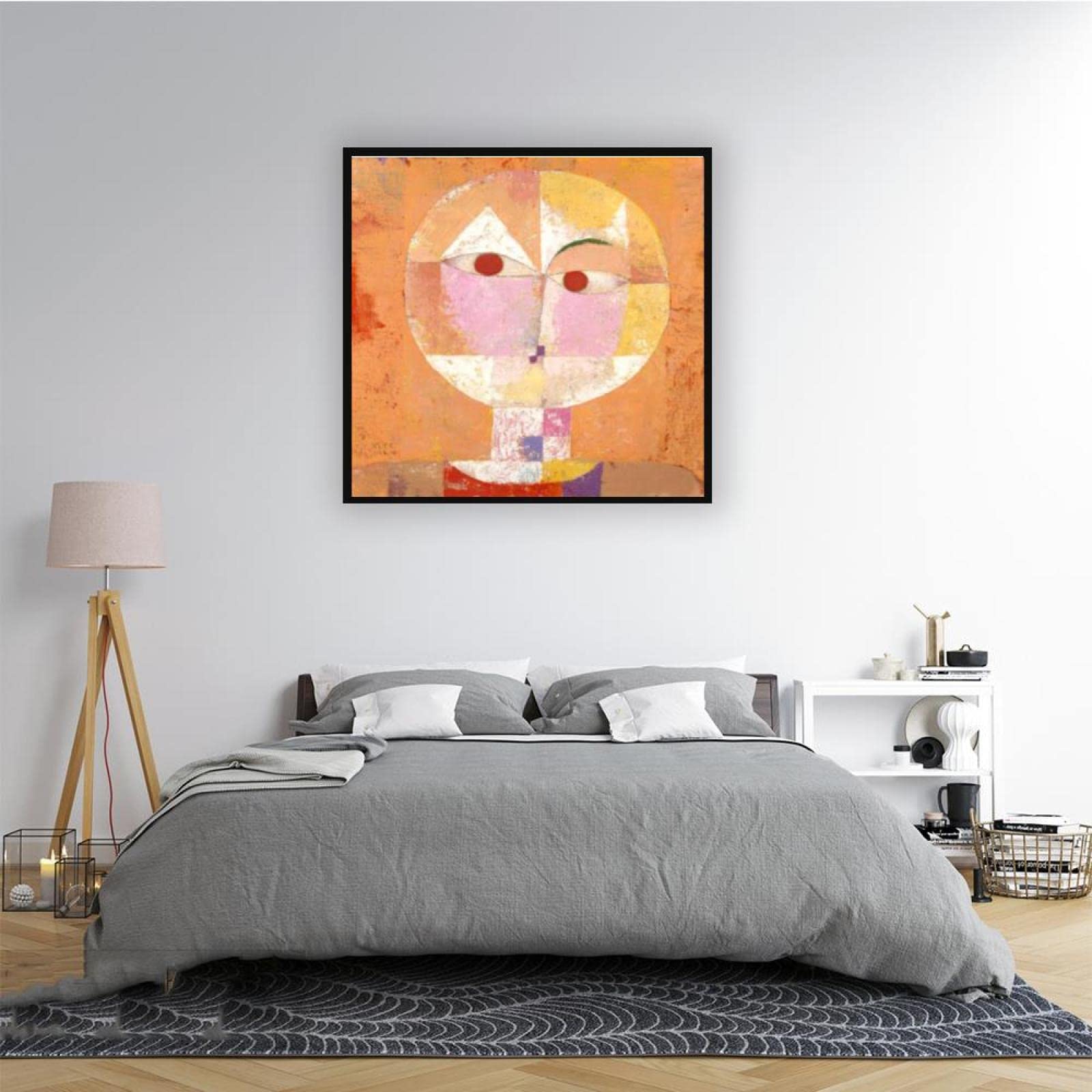 JZSDGB Czarna ramka 'Senecio'Canvas Print autorstwa Paula Klee, słynny obraz reprodukcja na płótnie, fine, sztuka ścienna, abstrakcyjne obrazy na płótnie Giclee, do dekoracji domu, 20 x 20 cm
