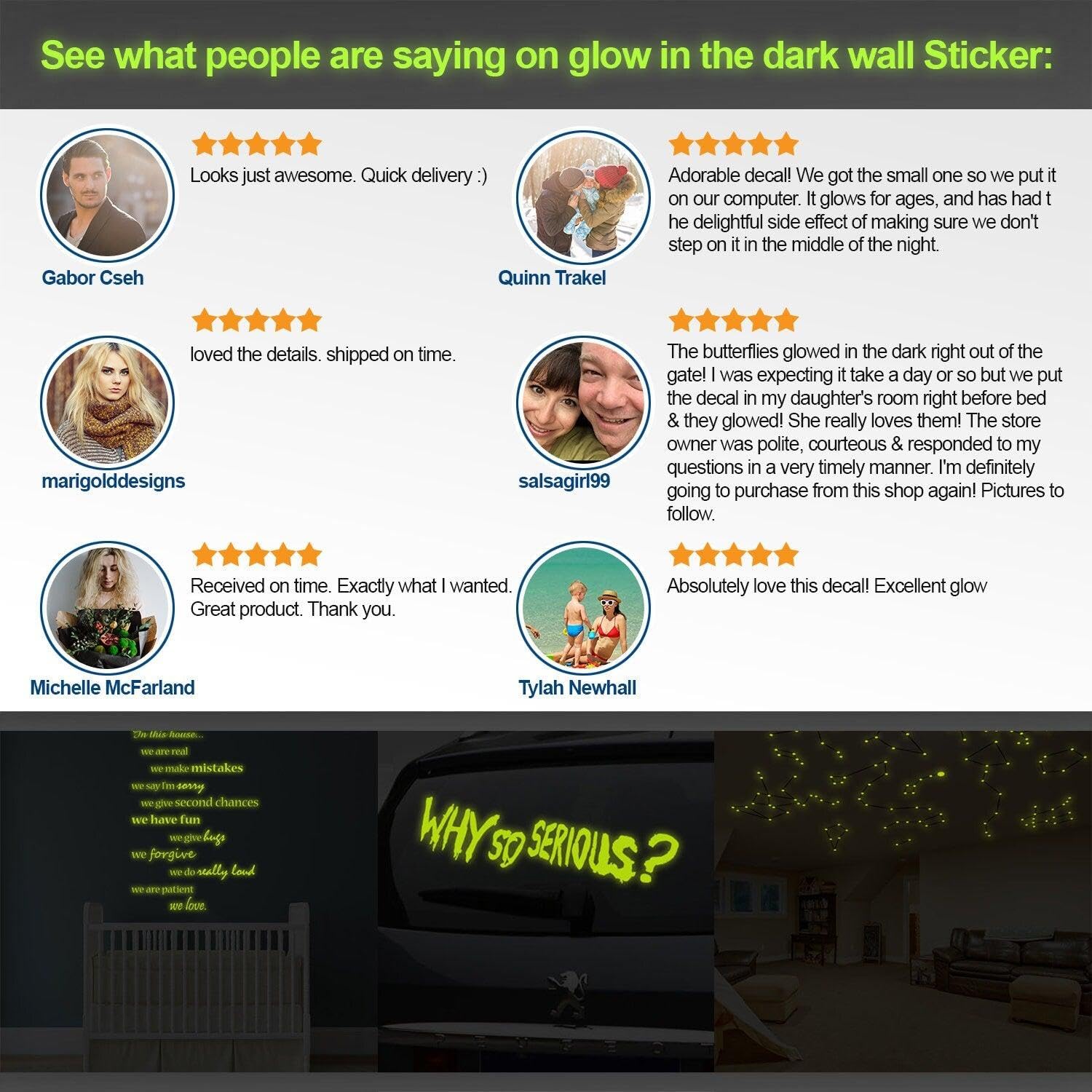 Believe in Yourself Treppe Glow in Dark Vinyl-Aufkleber – Nachtleuchtende Motivation Love Home Zitat Aufkleber 130 x 134 cm