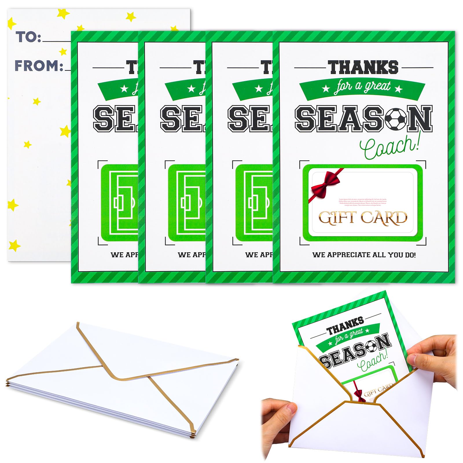 GlikCeil 4 Sets Thank You Coach Gift Card Holders with Envelope Coaches Thanksgiving Appreciation Gifts for Men Women Soccer Season Team Basketball