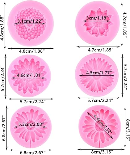 Miniatura 2 de Moldes de silicona de flores de crisantemo, molde de fondant de flores de margarita, molde de caramelo de girasol para decoración de pasteles,