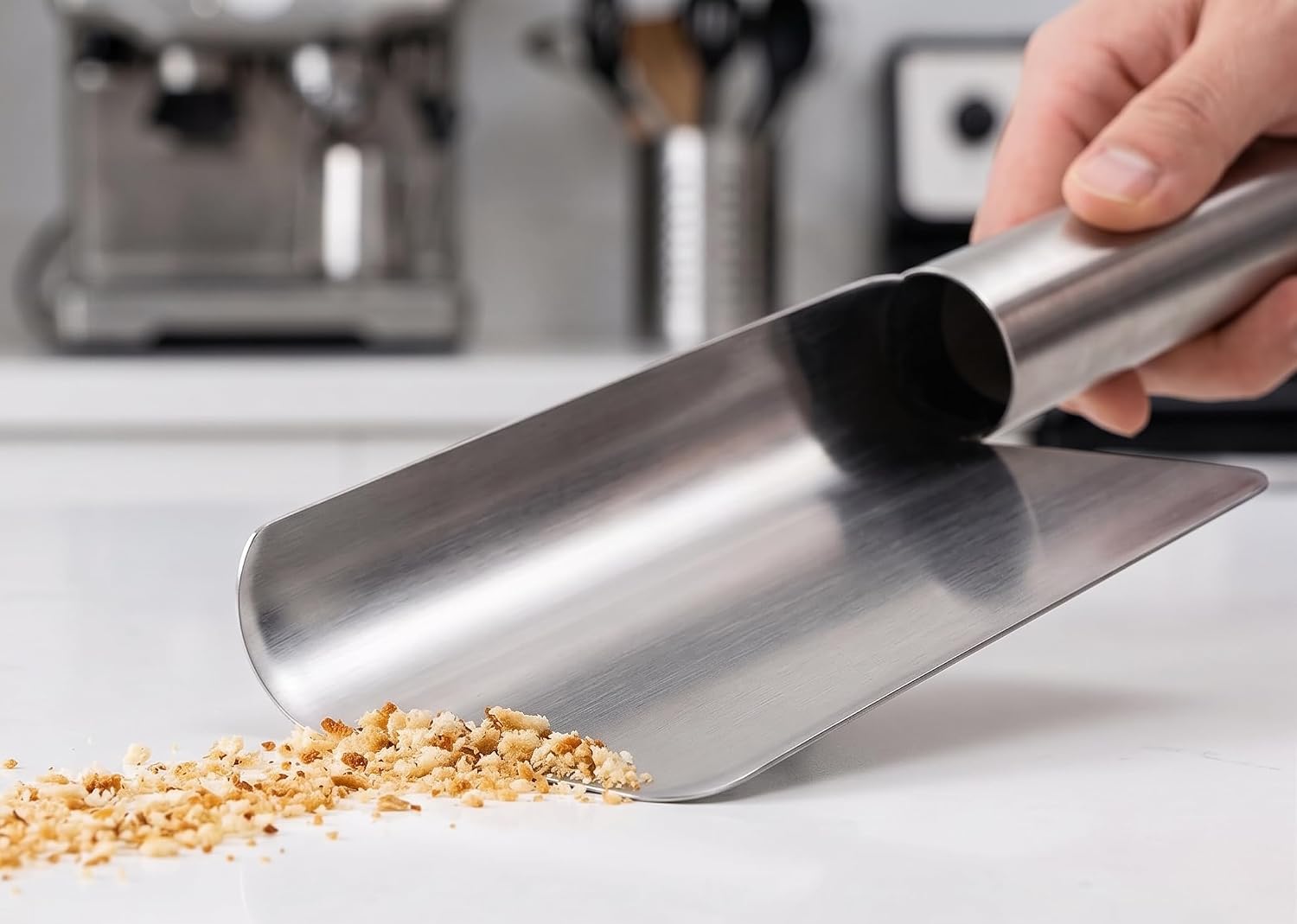 Stainless Steel Table Crumb Sweeper - Professional Restaurant Crumb Scraper for Tablecloths & Dining Surfaces - Fine Dining Crumb Catcher & Cleaner