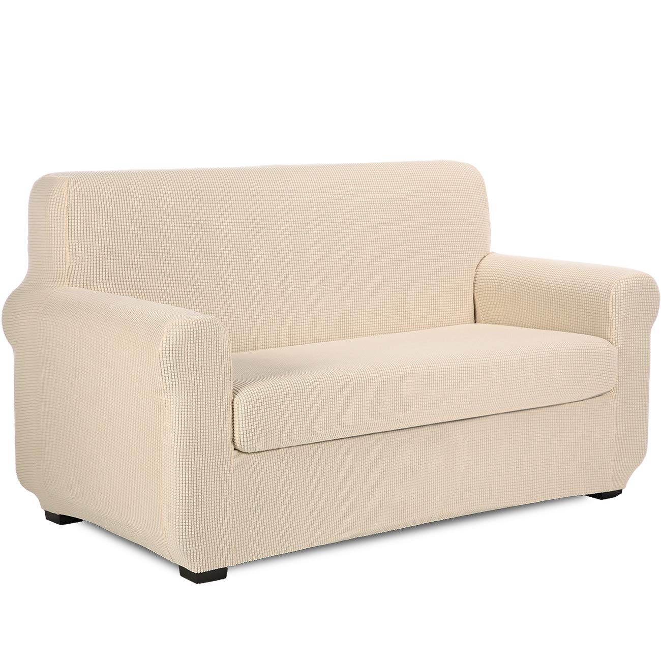 TIANSHU - Funda de sofá de 2 plazas, Incluye 1 Funda de cojín de Silla y 1 Funda de sofá, Spandex Stretch Sofa Funda Protectora de Muebles Antideslizante (Beige)