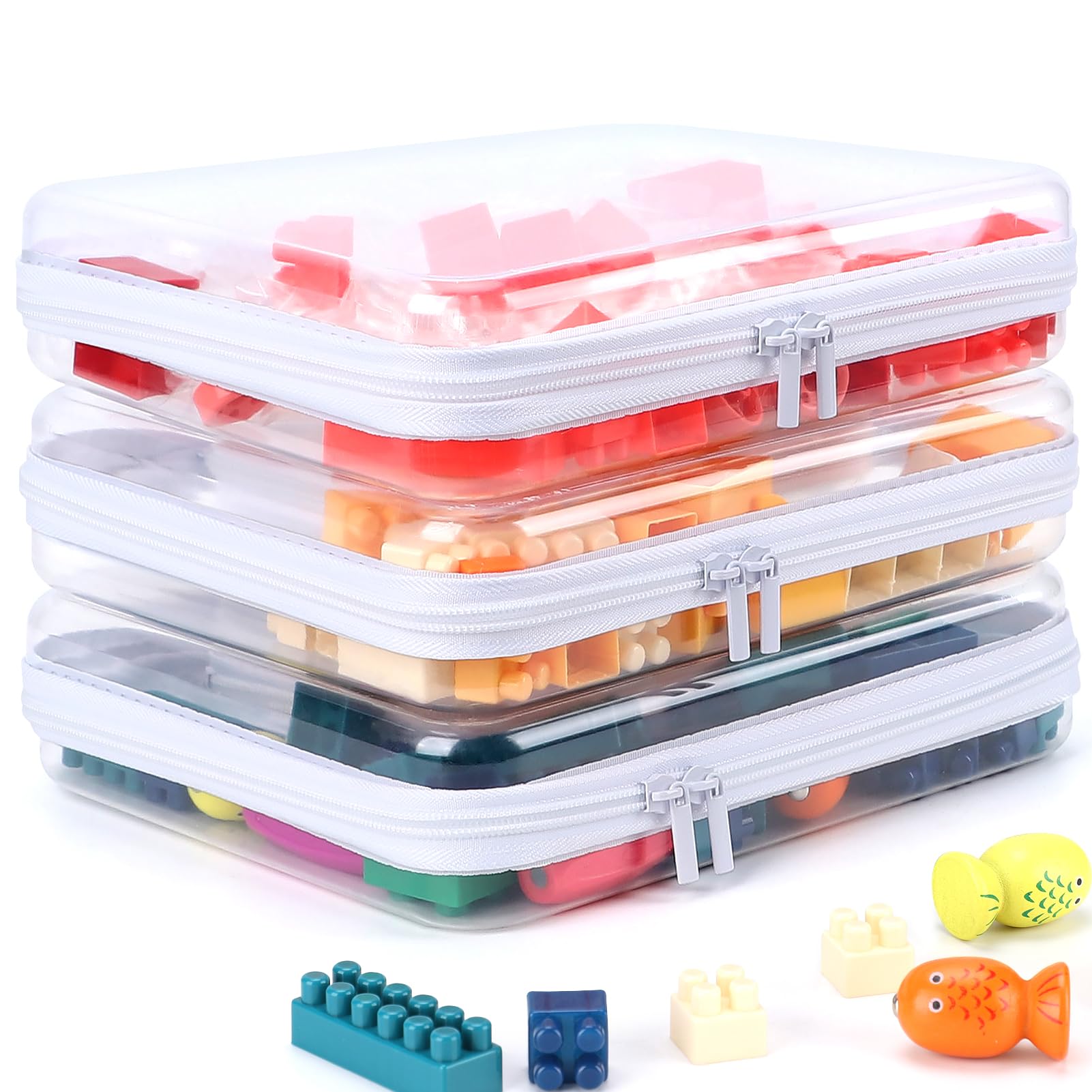 YOPCDJ 3-pack large clear hard shell zipper case