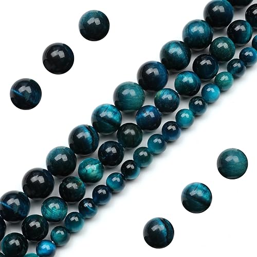 108 cuentas redondas de ojo de tigre aguamarina natural de 0.236 pulgadas (0.236 in) para hacer joyas