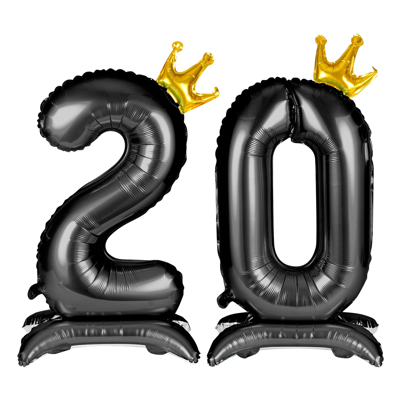 APXEL Black Standing Crown Number 20 Balloons, 42'' Foil 2 & 0 Balloon