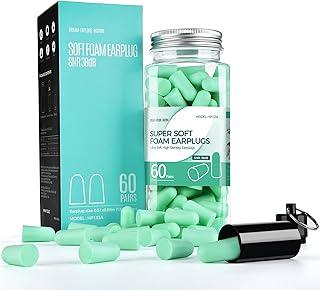 Ear Plugs, 60 Pairs, Ultra Soft Foam Earplugs, 38dB Highest SNR Earplugs, One Size Fits virtually Every Wearer Comfortable...