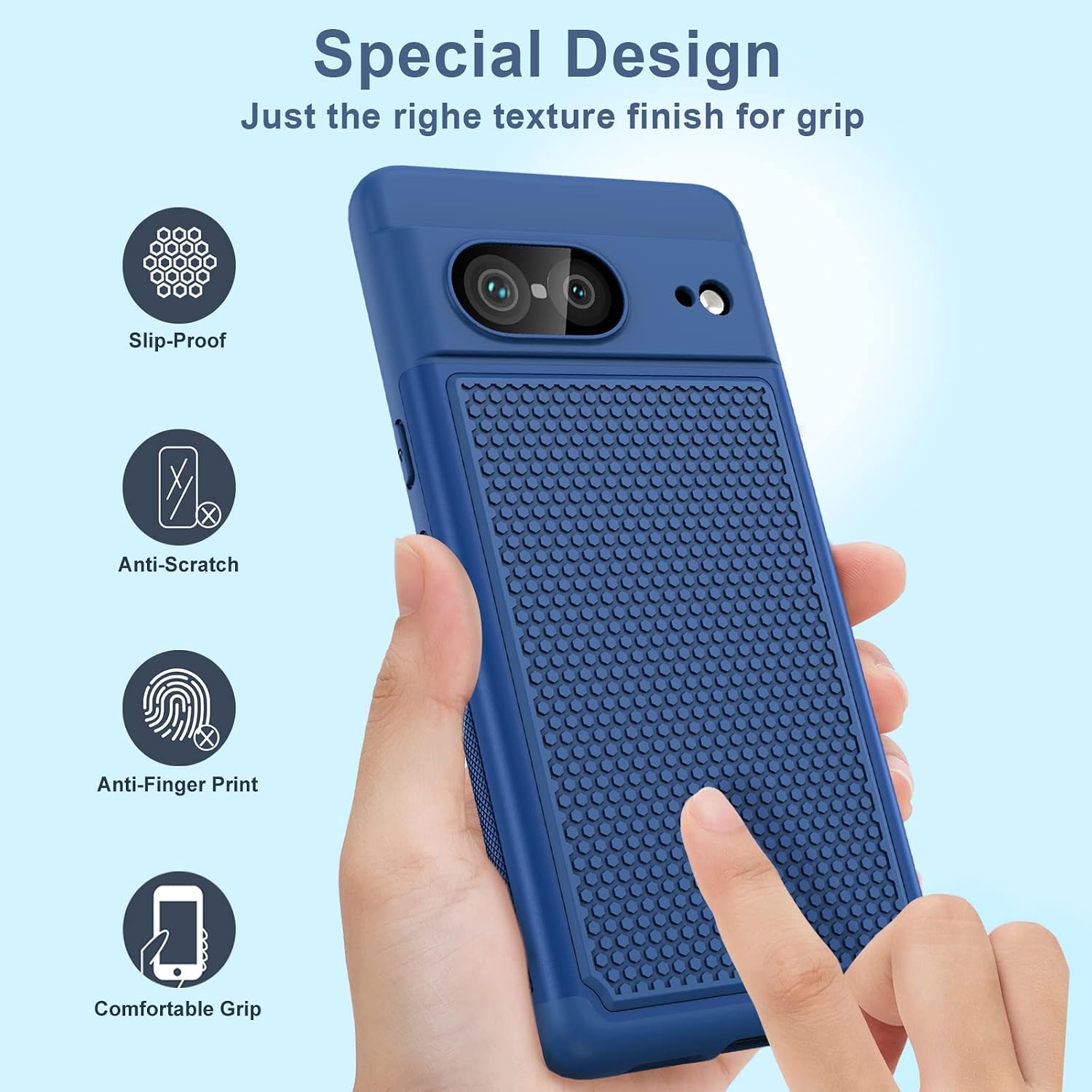 FNTCASE for Google Pixel-7 Phone Case: Dual Layer Heavy Duty Protection - Rugged Shockproof Cover with Non Slip Texture | Soft Silicone Bumper Drop Protective Case Military Grade (Navy Blue)