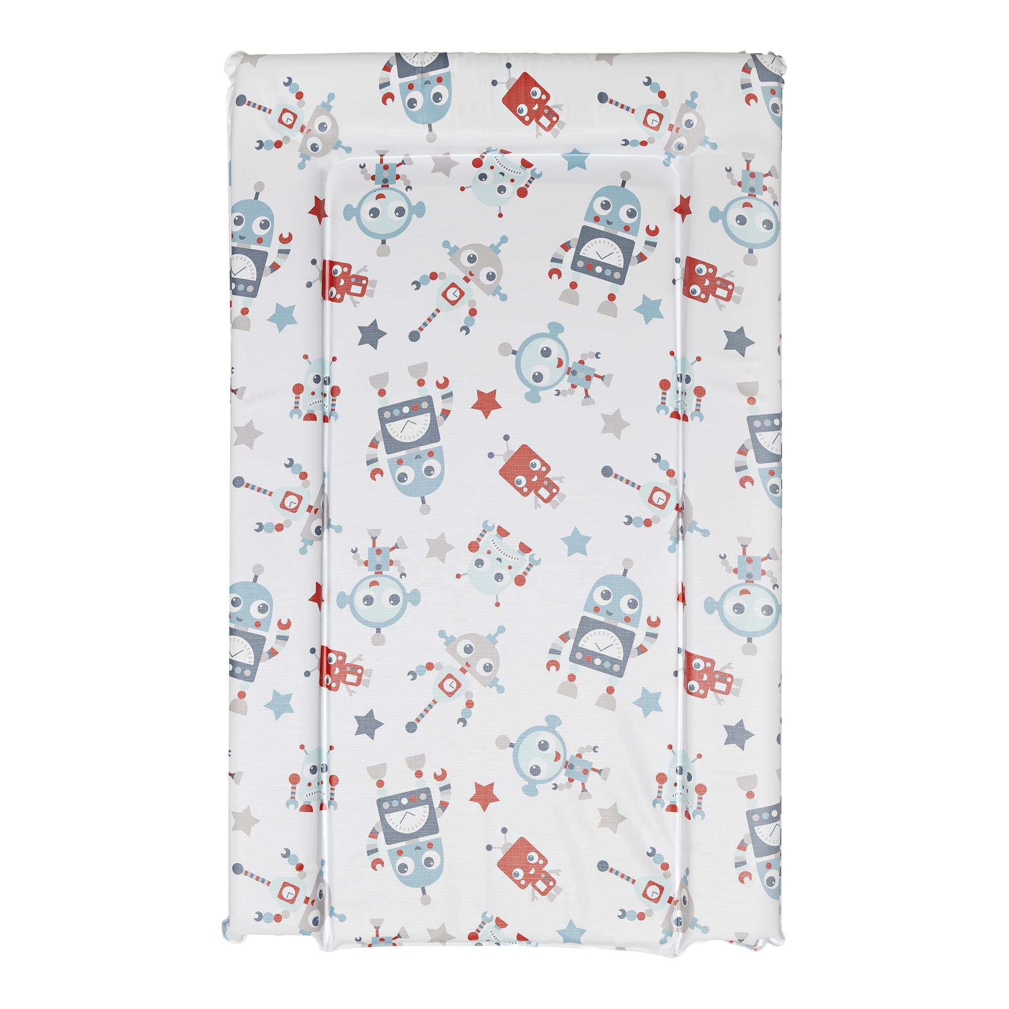 Baby Changing Mat, Aqua Robots Deluxe Waterproof with Raised Padded Edges, Uniquely Designed, Easy Wipe Clean a Perfect, Practical Addition to Your Nursery 75cm x 47.5cm x 5cm โ image 1