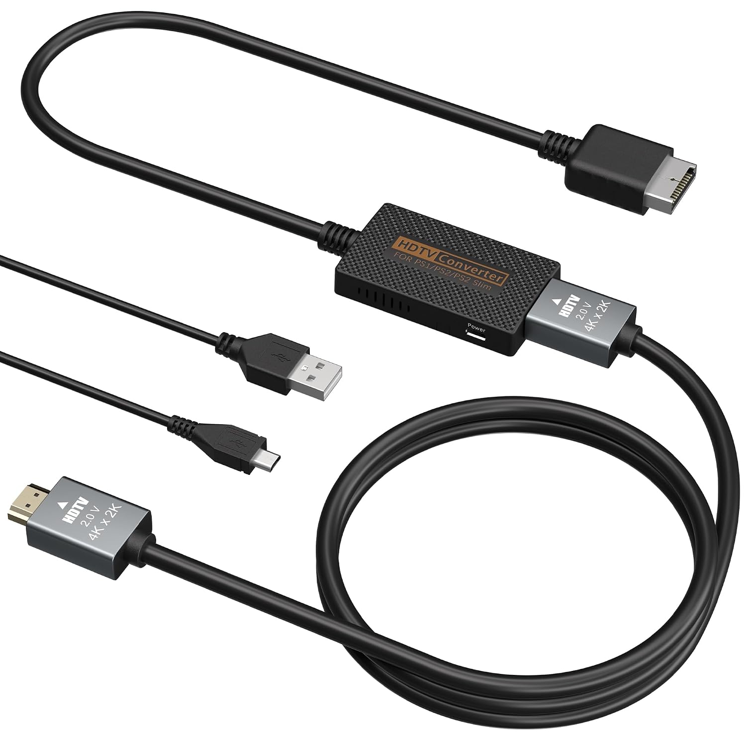 PS2 to HDMI Adapter for PlayStation 2/2 Slim Console, HDMI Converter Cable Y Cb/Pb CR/PR Signal Output for PS2/PS2 Slim Console with HD Link Cable