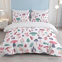 Vista 9 de SOULZZZ Juego de funda de edredón de hongos salvajes morados, tamaño individual, hojas de otoño, juego de ropa de cama de hongos coloridos
