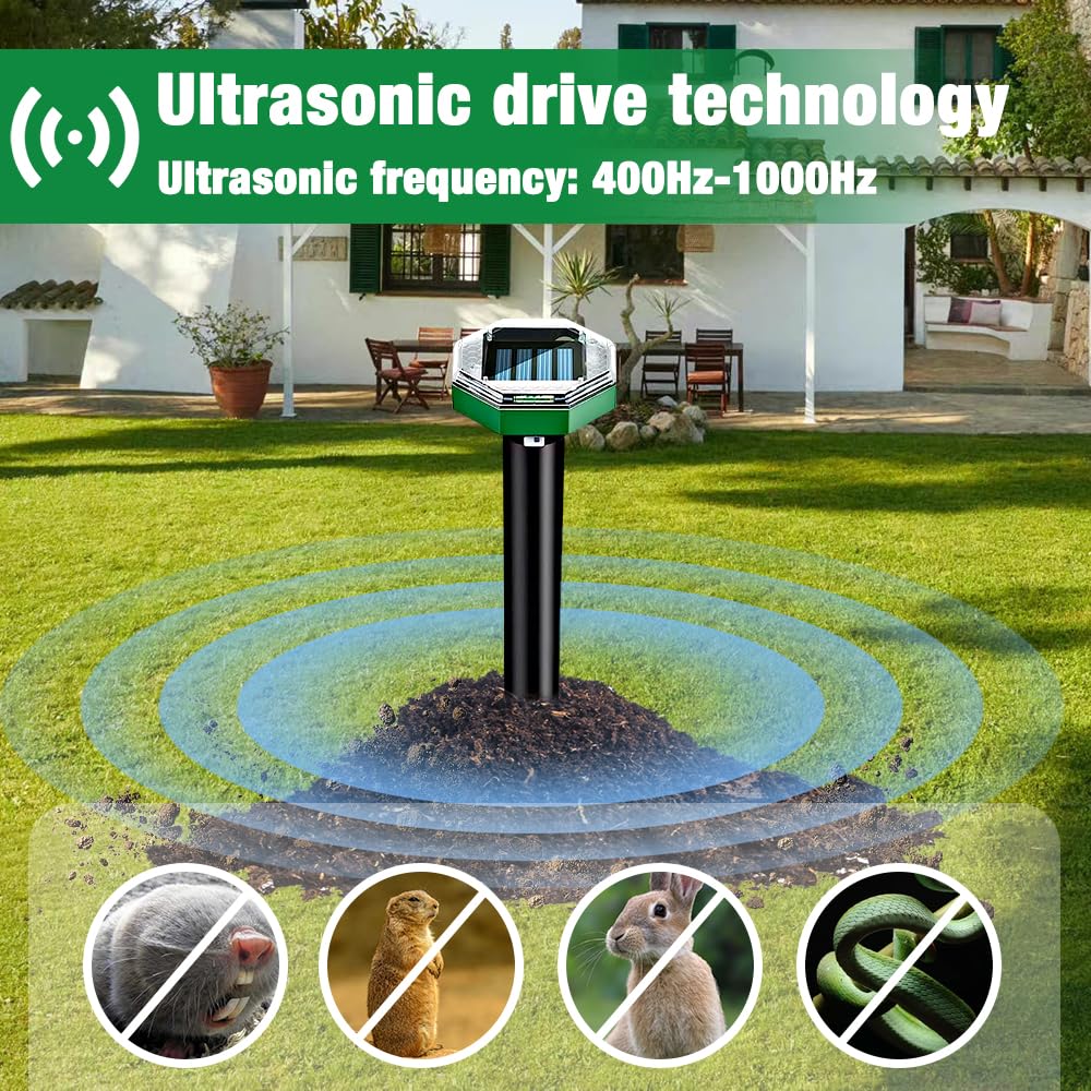 Repellente per Talpe Solare, 8pcs Repellente per Talpe ad Ultrasuoni, Repellente per Talpe ad Ultrasuoni per Topi, Repellente per Talpe Solare, Repellente per Arvicole per Roditori, Serpenti
