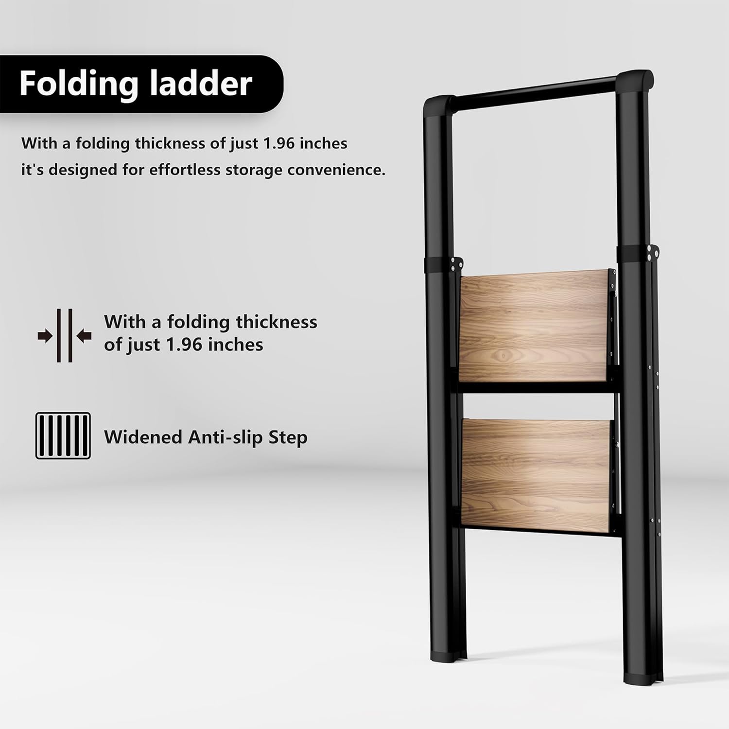 Step Ladder 2 Step Folding, Sturdy 330 Lbs SmallStepStool for Adults, Closet Step Stool with Anti-SlipWidePedals, Portable Folding for Home Kitchen Office