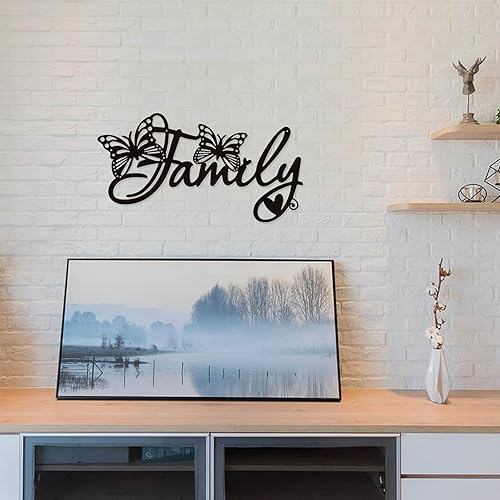 Miniatura 4 de SUPERDANT Arte de pared de metal para decoración del hogar, decoración de pared de mariposa familiar, placas colgantes de pared, adornos de hierro