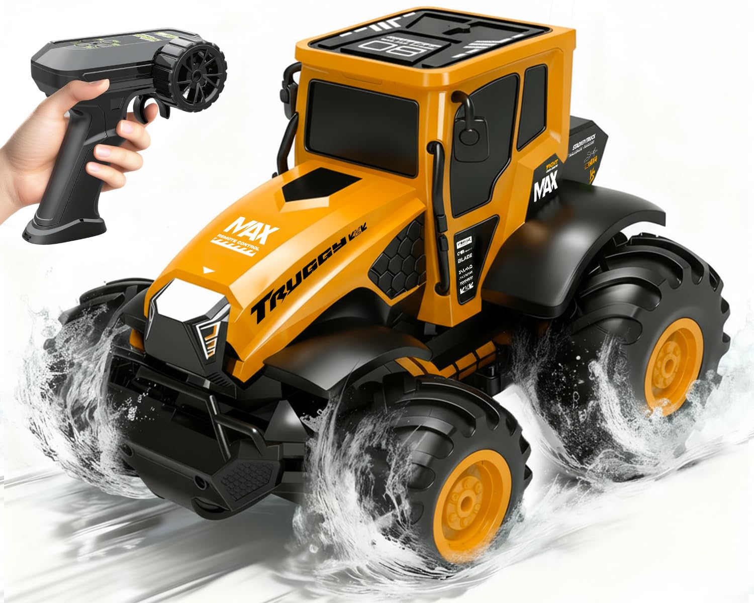 Coche Teledirigido Niños 1:14 Anfibio, 4WD Todo Terreno Agua y Tierra, RC Stunt Car Impermeable 2.4GHz, 360° Rotación 15km/h, 2 Baterías 1200mAh 90Min, Juguete Niño Niña 6+ Regalo Navidad Cumpleaños