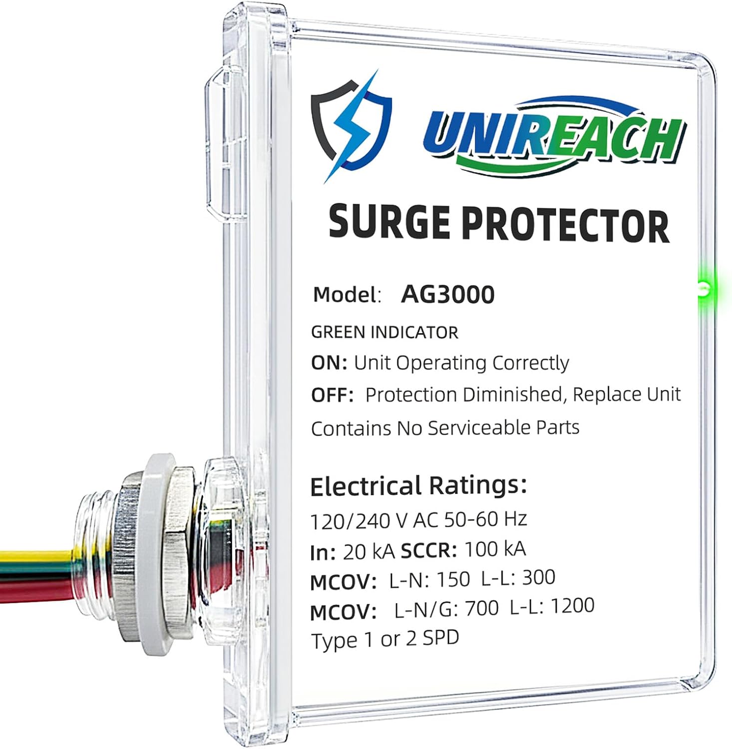 AG3000 HVAC Surge Protector 120/240V, House Surge Protectors, AC Surge Protector, Whole House Surge Protective Device for Mini Split, TPMOV Technology, Watertight Enclosure, 5 Year Warranty