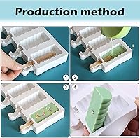 Vista 6 de 2 moldes para paletas, moldes de silicona pequeños de 4 cavidades para tartas, moldes de helado para paletas de bricolaje con 100 palos de madera