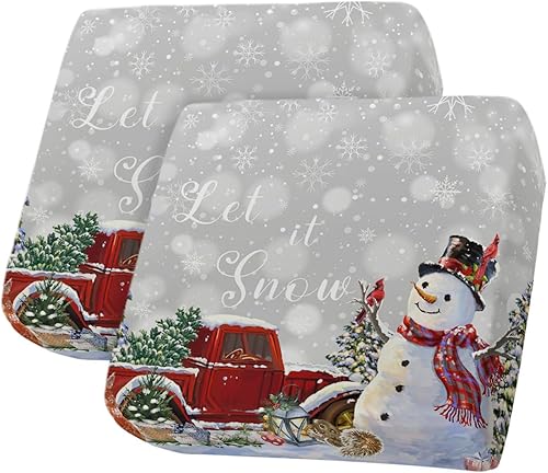 Wowouhiya Snwoflake - Fundas de cojín para sofá de Navidad, diseño de muñeco de nieve, color gris, con parte inferior elástica, fundas protectoras