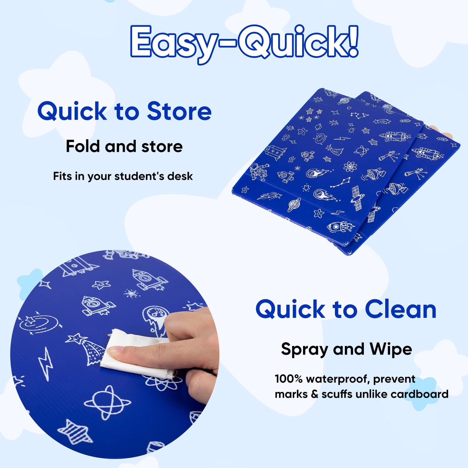 Lot de 25 séparateurs de bureau pour étudiants, écrans d'intimité à 3 plis, tableaux d'étude en plastique imperméable durable, boucliers faciles à nettoyer pour les écoles, fournitures pour