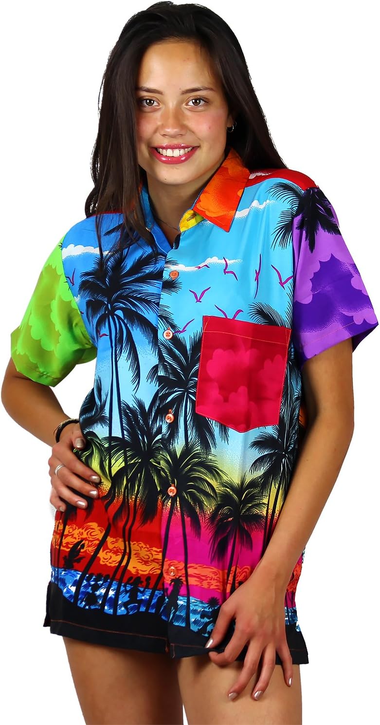 V.H.O. Funky Chemise-Hawaienne, Manche-Courte, Beach, Rouge