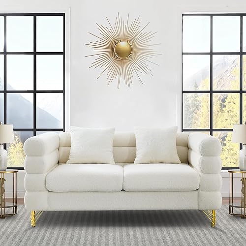 Miniatura 22 de Sofá cómodo de bouclé en forma de L, sofá seccional extragrande de 207 cm con diseño de asiento profundo, sofá de esquina tapizado con 3 almohadas,