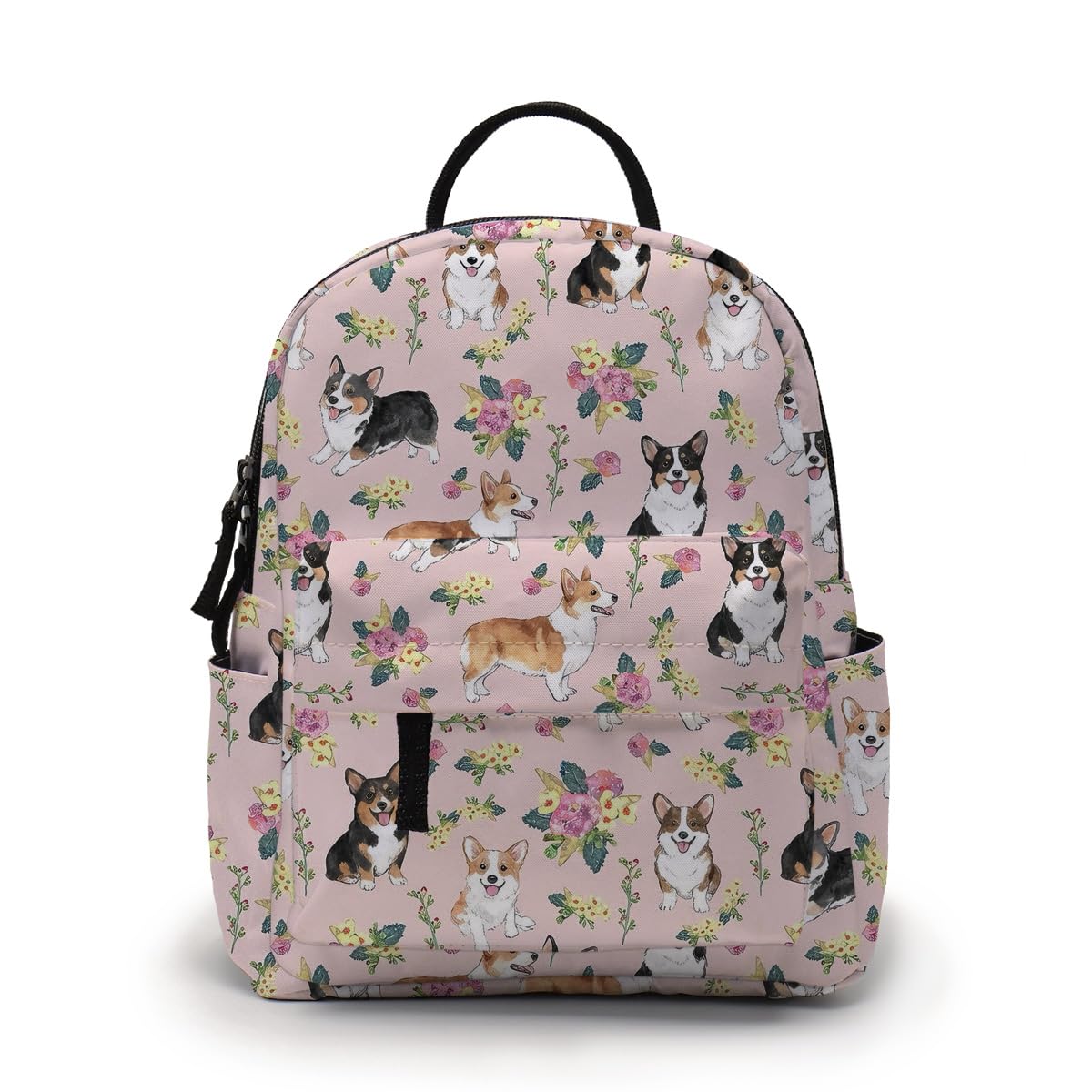 Deanfun Mini Backpack for Women - Cute Dogs Print Small Backpack Purse with Ample Storage and Double Zippers Waterproof Shoulder Straps 3D Graphic Corgi MNSB-425