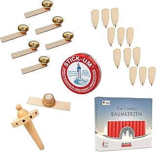 BRUBAKER Full Replacement Kit for 18" & 24" Natural Pyramid 12 Fans, 6 Candle Holder, Fan Blades Holder, Nub, Stick-Um Candle Adhesive and 20 Candles