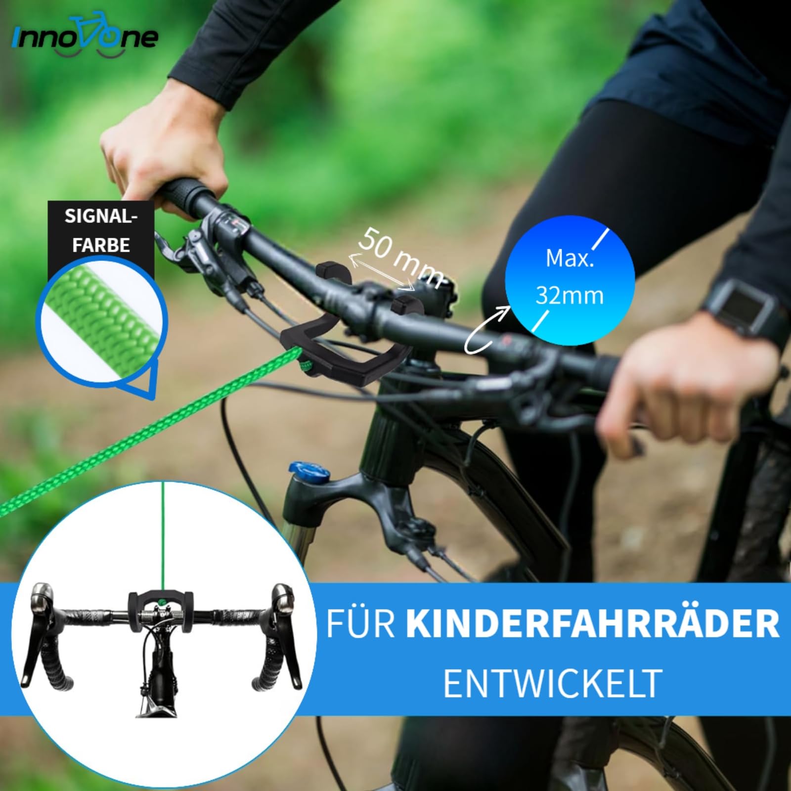 Fahrrad Abschleppseil für Kinder – 2,5 m sicheres Zugseil für Eltern-Kind-Radtouren, universell für Kinder- & Mountainbikes, leicht zu montieren