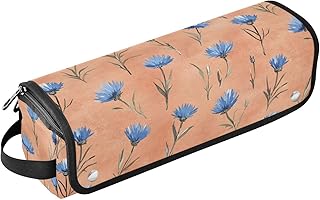 Bolsa de viaje para herramientas de pelo caliente, color azul rústico aciano, terracota, con alfombrilla extraíble resistente al calor, organizador de herramientas para el cabello de gran capacidad