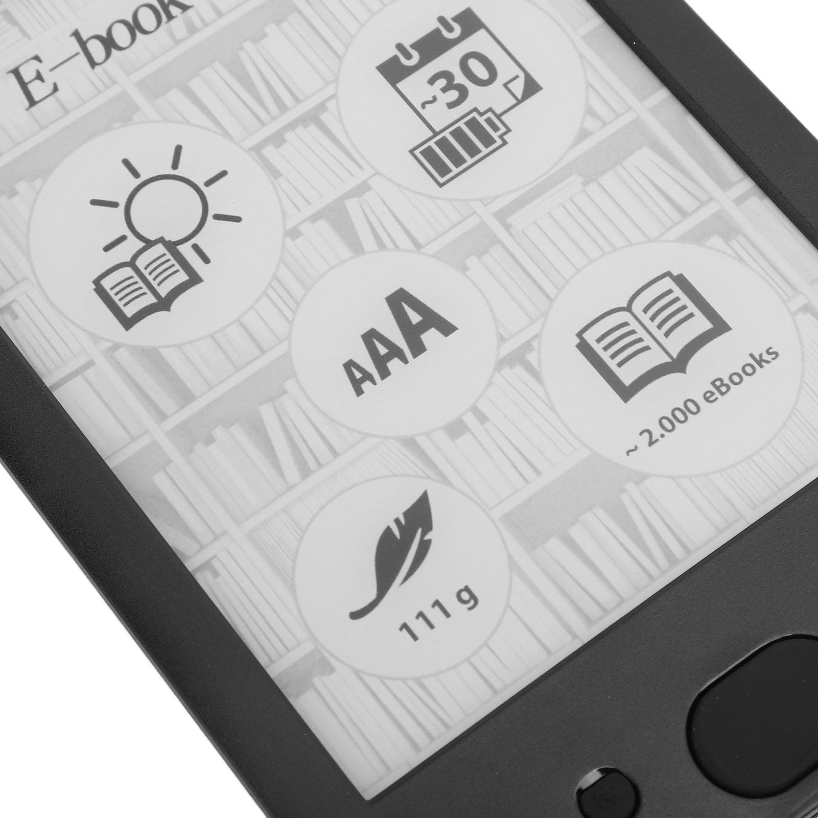 Sxhlseller 6-Zoll-Tintenbildschirm-eReader |Tragbarer E-Book-Reader mit Touchscreen, 8G-Speicher, 2500-mAh- für PDF EPUB TXT MOBI
