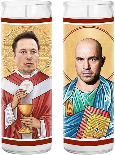 Elon and Rogan Celebrity - Vela votiva de cera de soja hecha a mano sin perfume, regalo único para empresarios y amantes de los podcasts, decoración