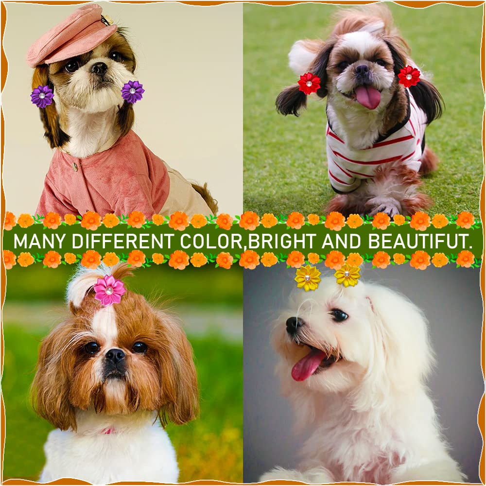 100Pcs Dog Hair Bows, Bulk Pet Small Dog Bows Girl With