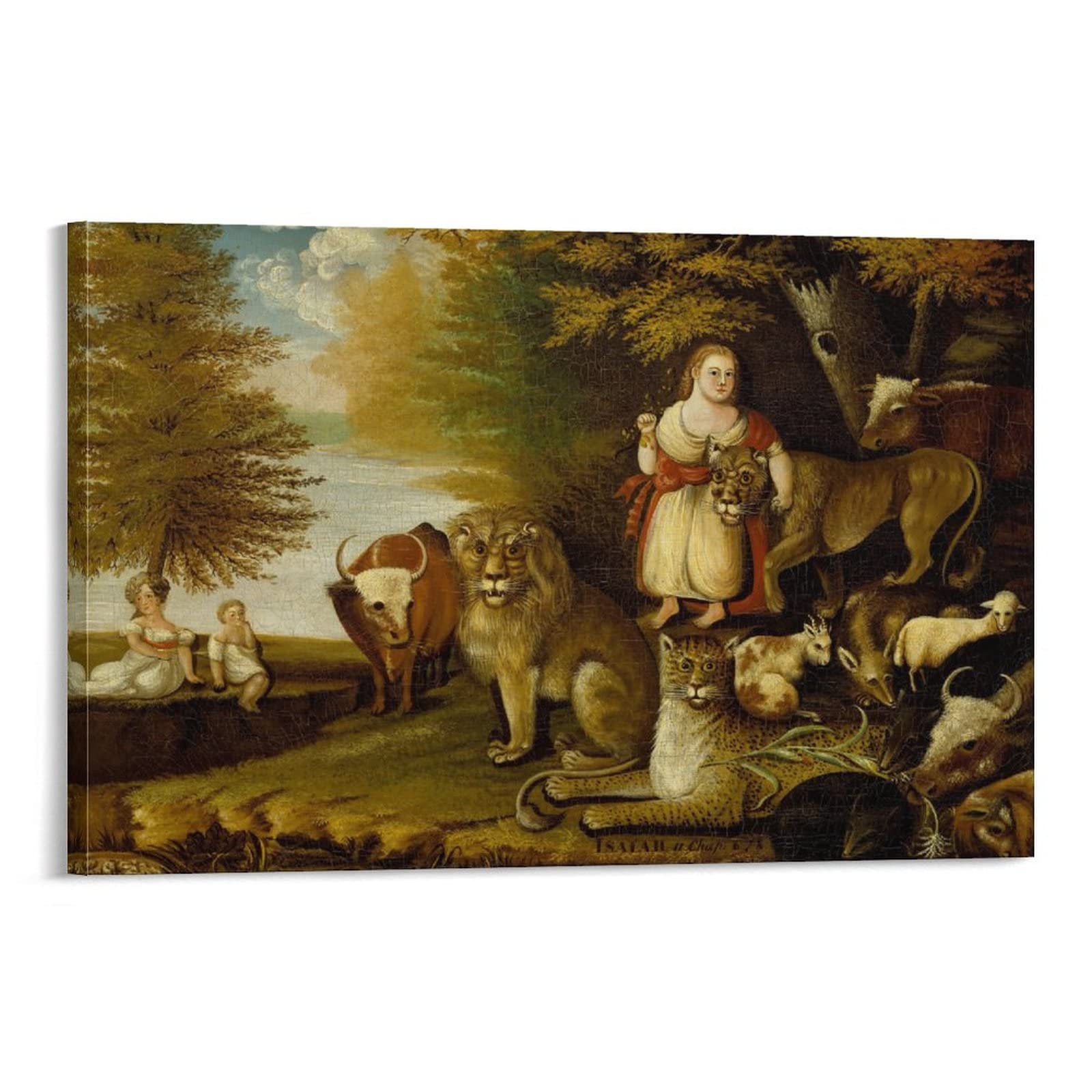 Edward Hicks-Peaceable Kingdom Poster Cool Artworks Painting Wall Art Canvas Prints Hanging Picture Home Decor Posters Gift Idea 16x24inch(40x60cm)