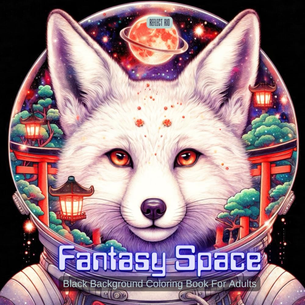 Fantasy Space Coloring Book: Grayscale Adult Coloring with Astronaut Helmets, Magical Worlds, and Surreal Space Creatures (Shadow Garden)