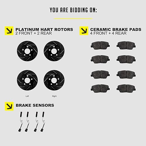 Miniatura 2 de Hart Brakes Kit de frenos y rotores traseros delanteros Pastillas de freno delanteras y traseras Rotores y pastillas de freno Pastillas de freno y